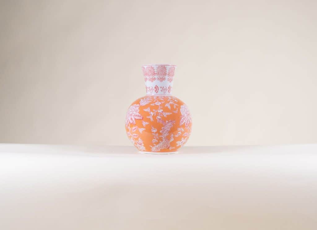 Qing vaas oranje/ rood 30cm