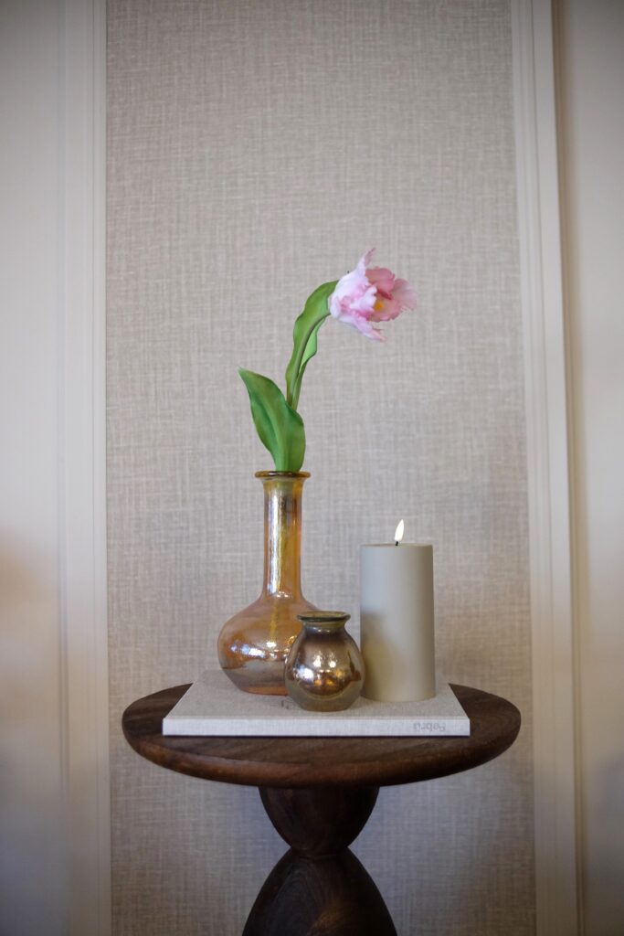 Kunst tulp steel wit roze
