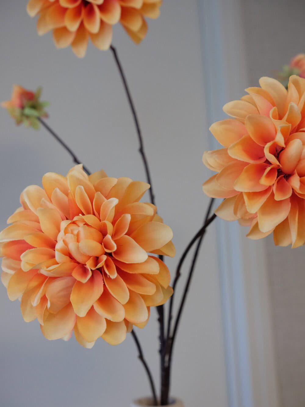 Kunstbloem Dahlia zalm / oranje 90 cm