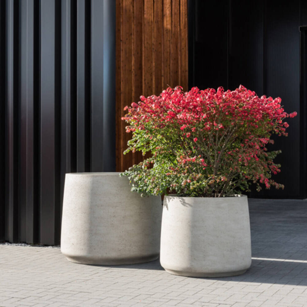 Grote bloempot outdoor plantenbak Jumbo Patt beige Ø119cm H97cm