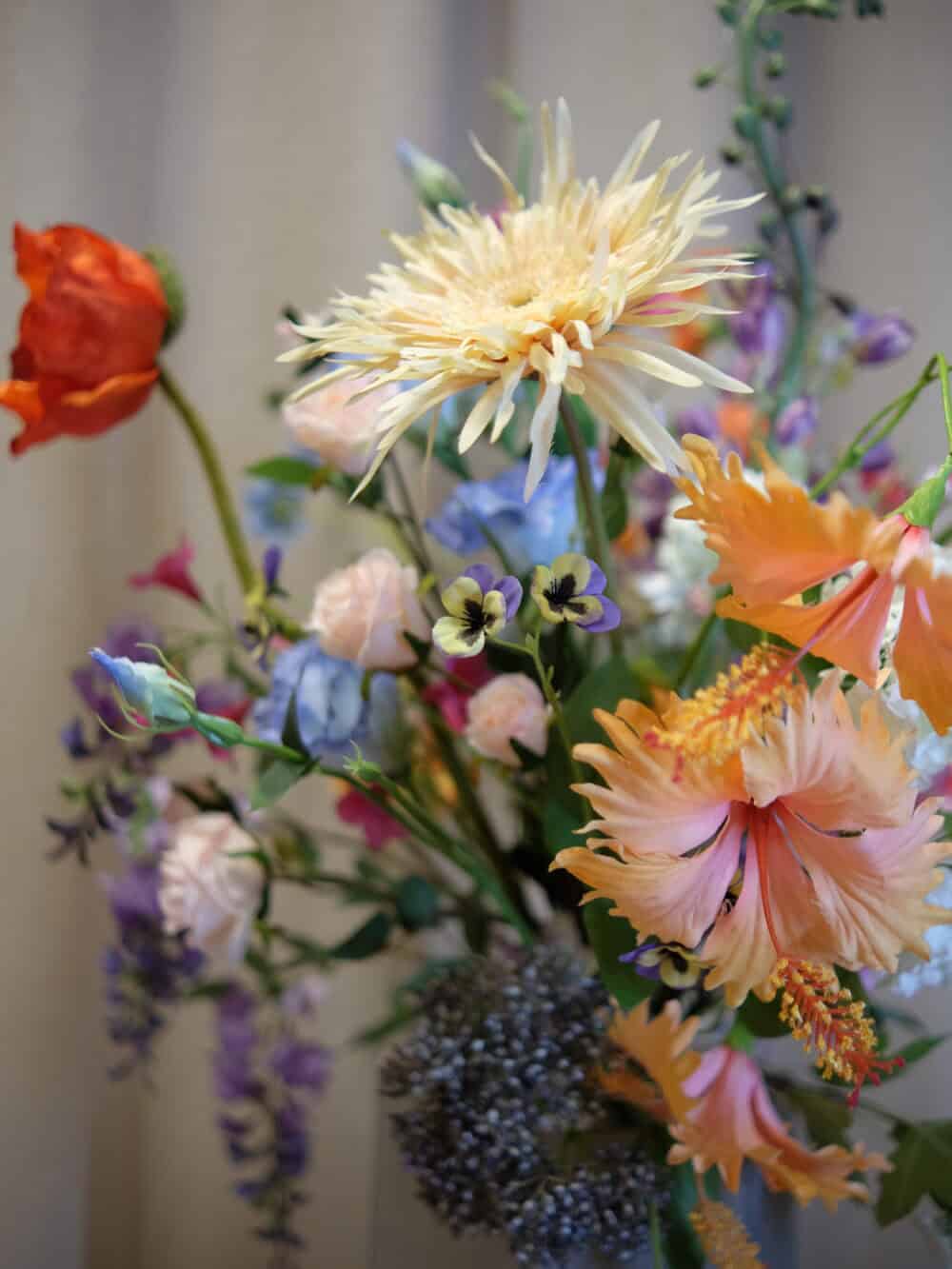 Zijden kunstbloemen veldboeket kleurrijk 90 cm