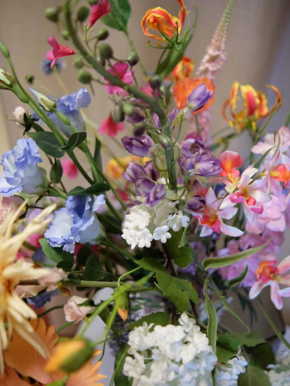 Zijden kunstbloemen veldboeket kleurrijk 90 cm