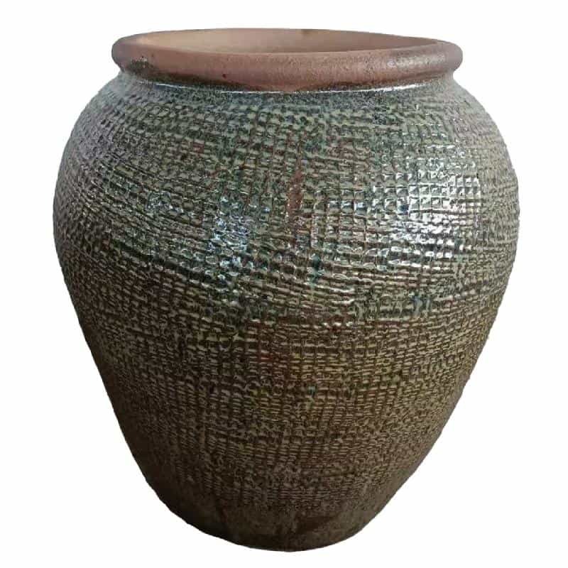Lisie Natural blue ceramic pot square pattern S