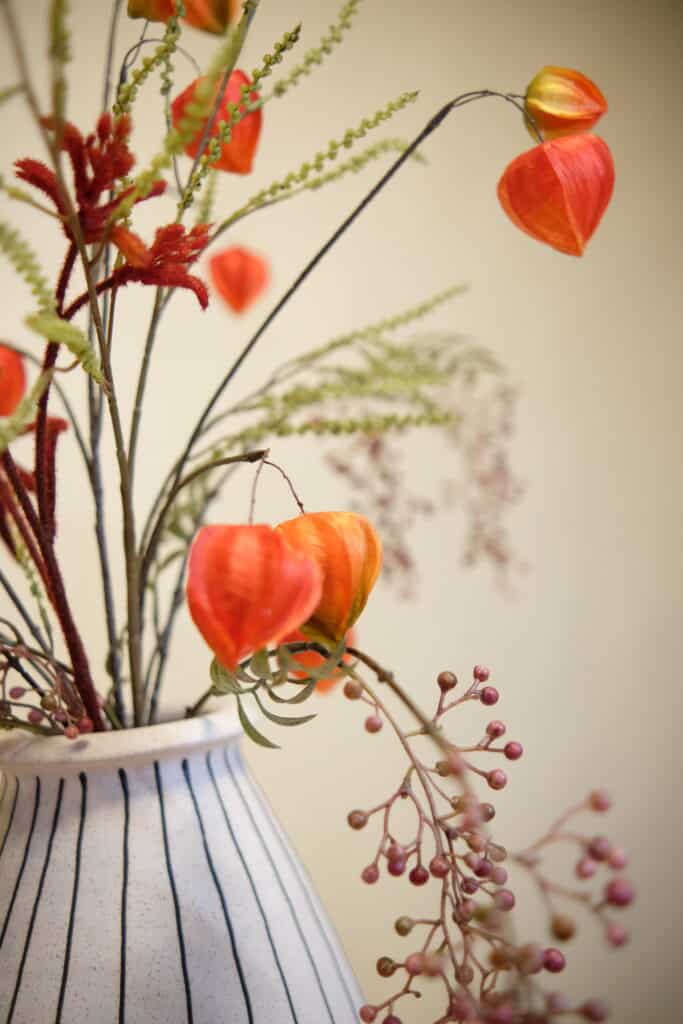 Oranje Lampion Zijden Bloemen Boeket
