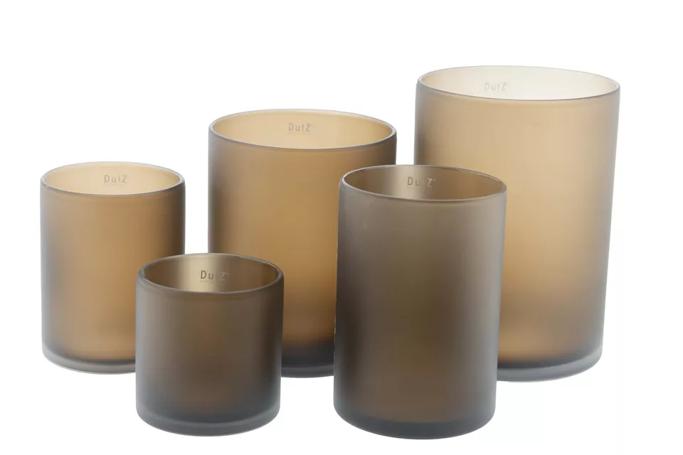 Dutz vaas / windlicht mat bruin H19