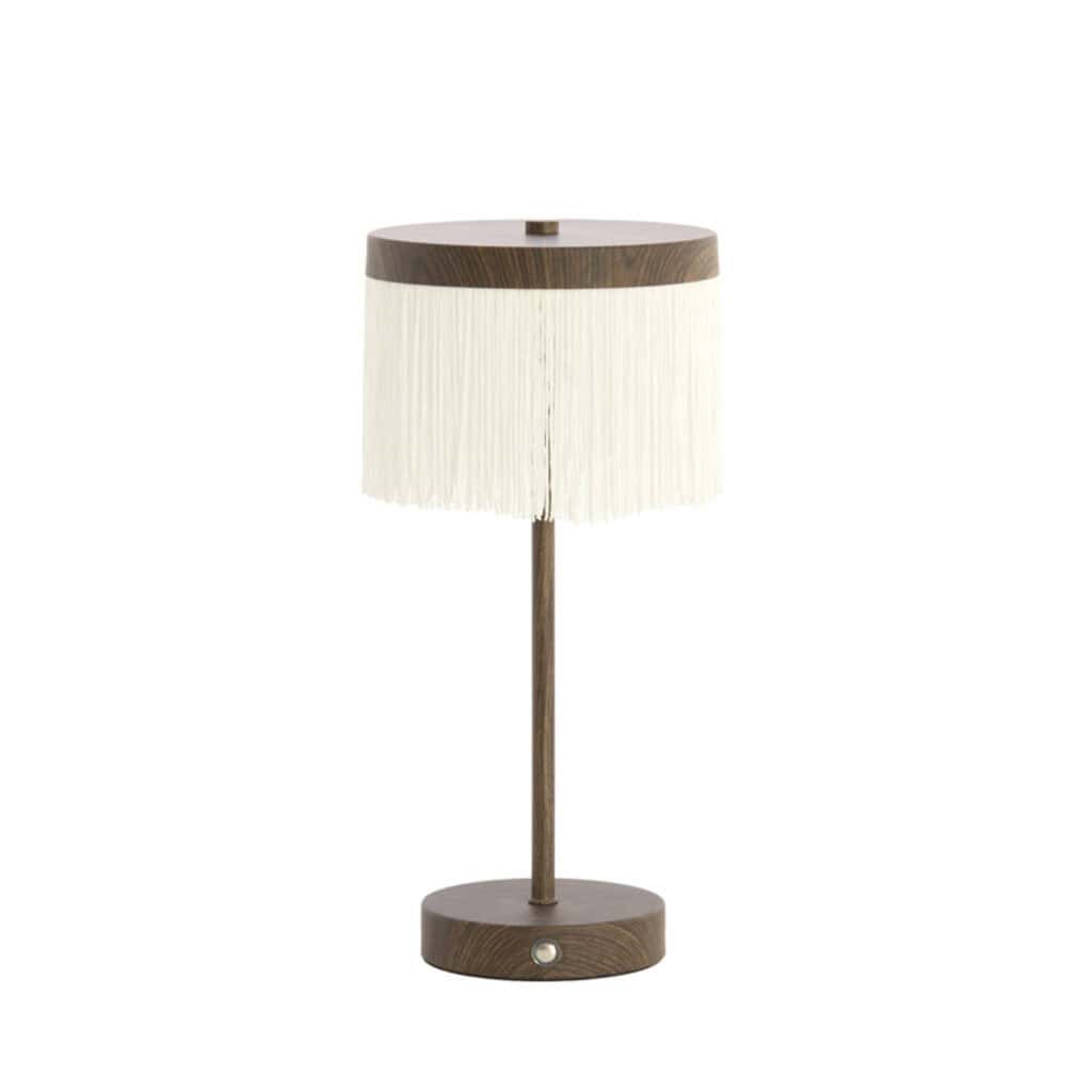 Tafellamp LED 35 cm houtmotief beige
