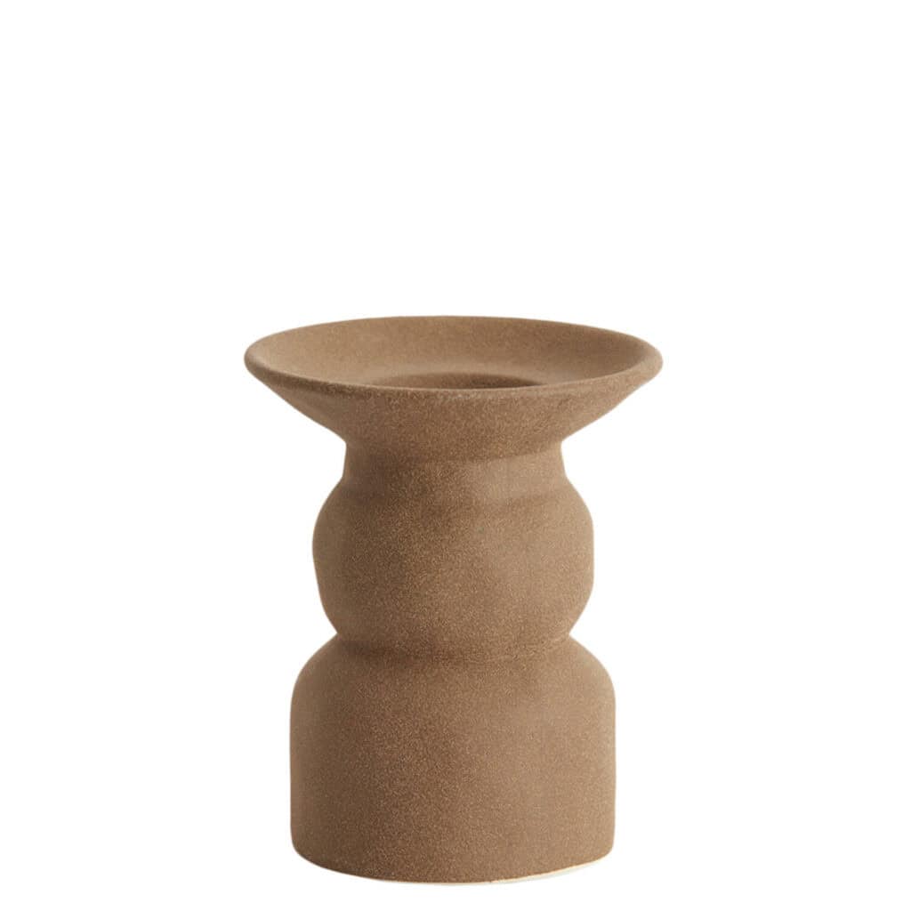 Kandelaar Ø12,5x15 cm ATRANI keramiek mat bruin