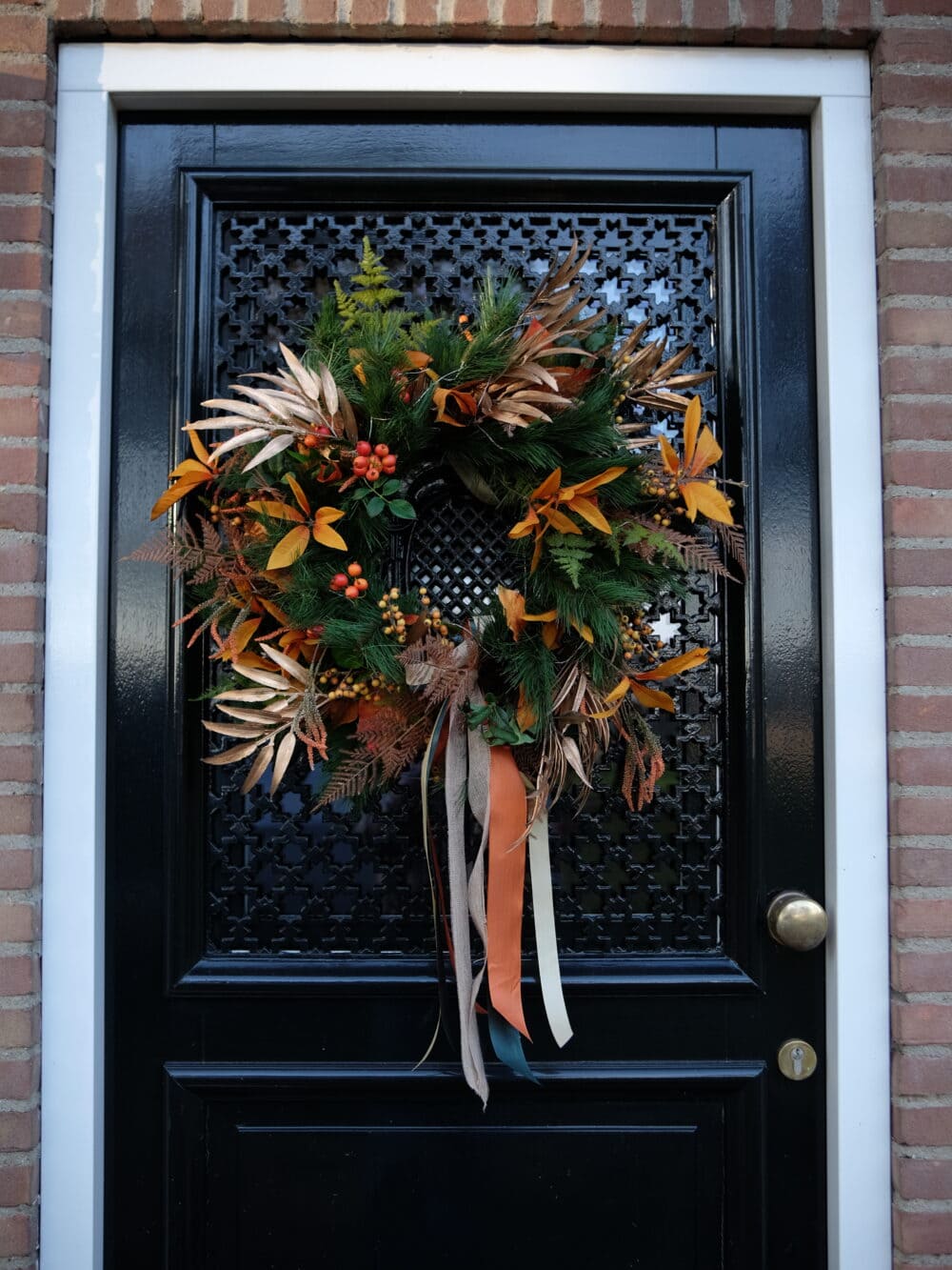 Zijden kerstkrans orange glow deluxe