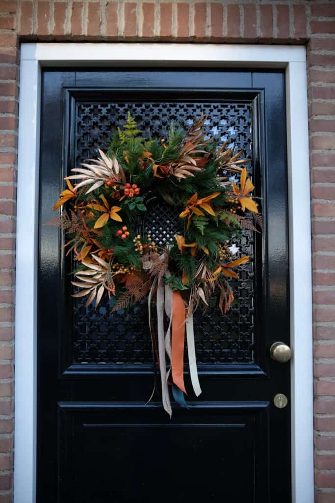 Zijden kerstkrans orange glow deluxe