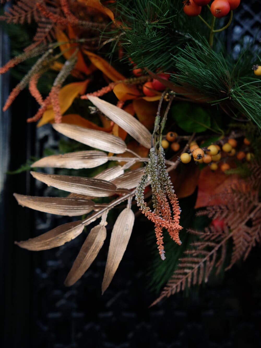 zijden kerstkrans orange glow