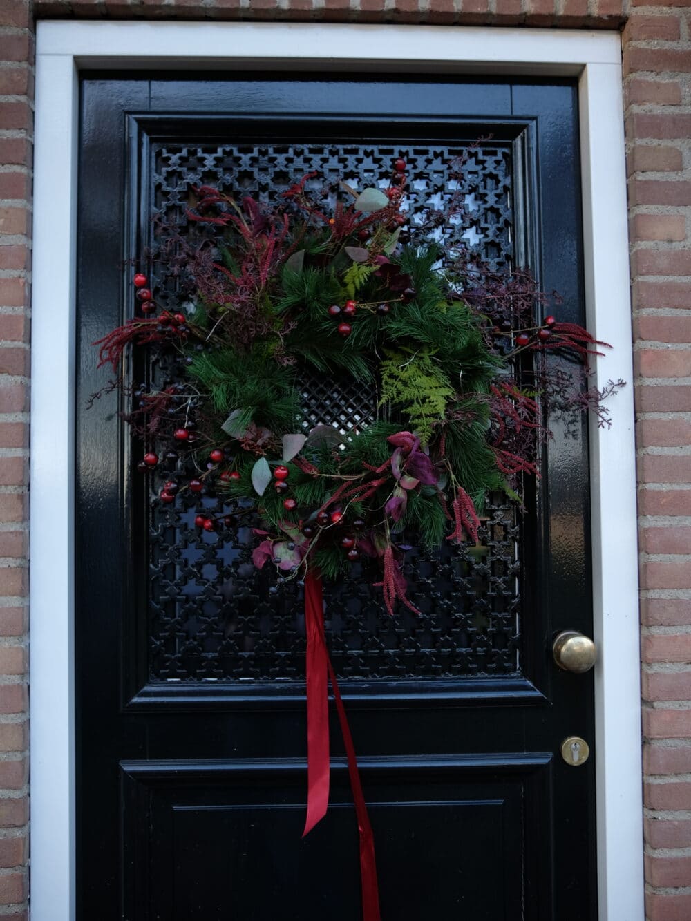 Zijden kerstkrans Burgundy Deluxe