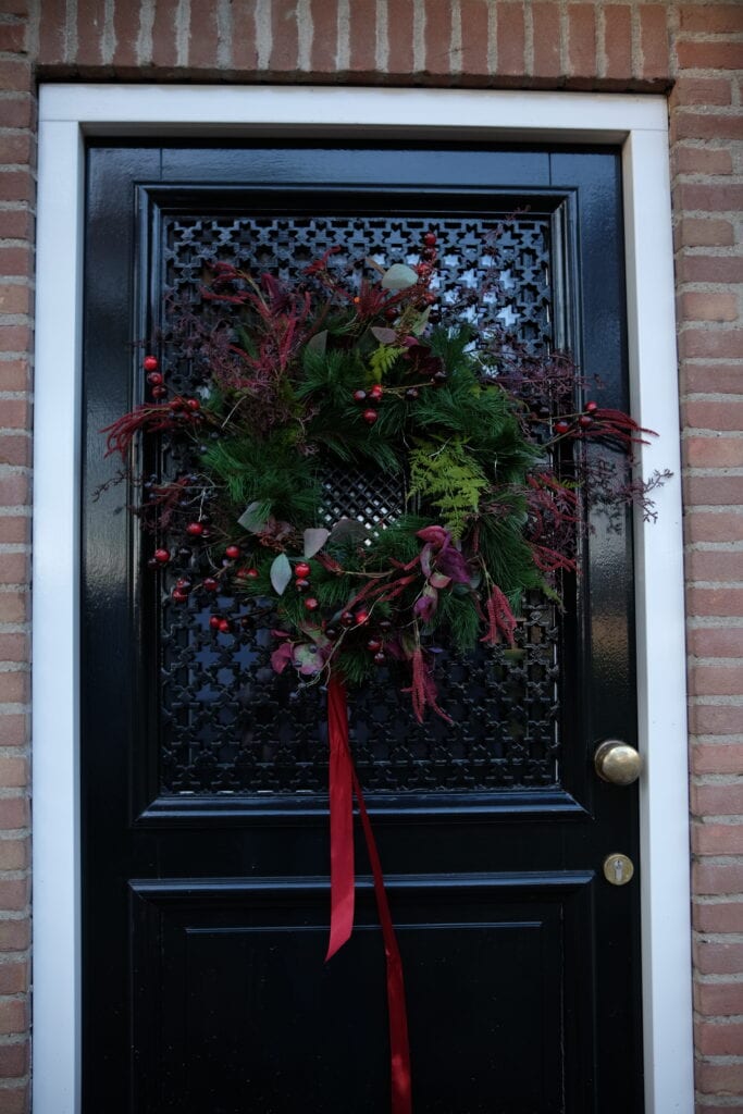 Zijden kerstkrans Burgundy Deluxe