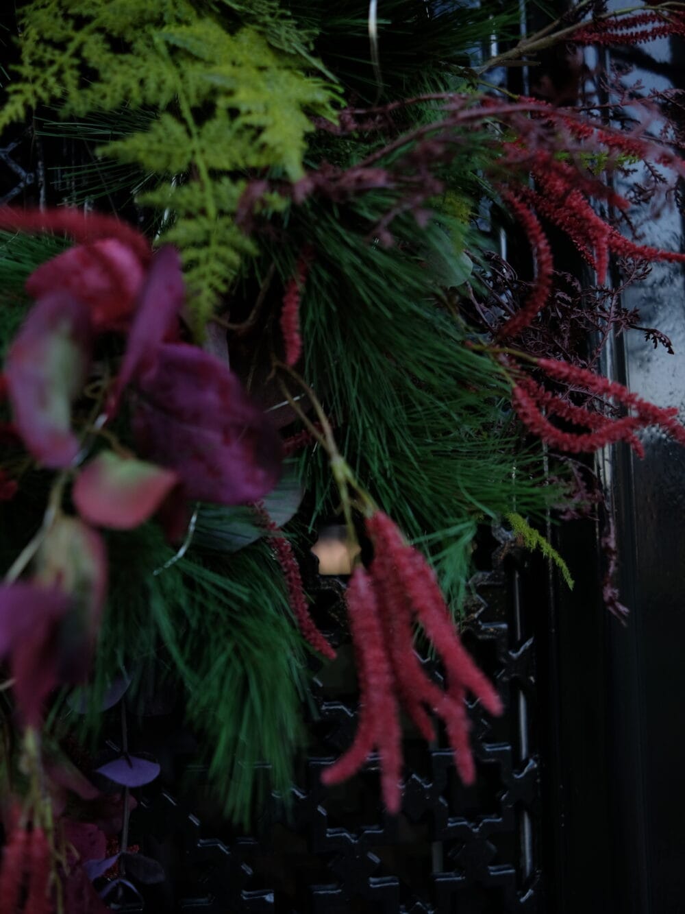 Zijden kerstkrans Burgundy Deluxe