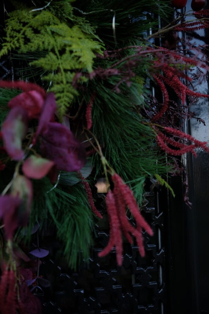 Zijden kerstkrans Burgundy Deluxe