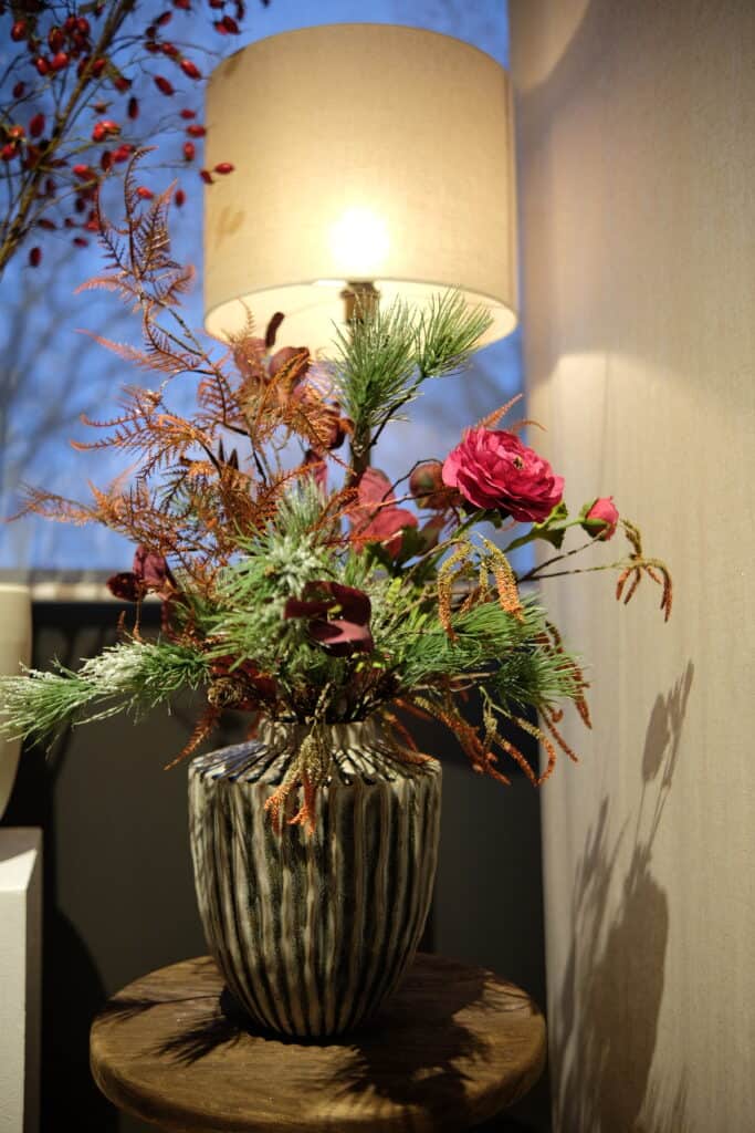 zijden kerstboeket burgundy green