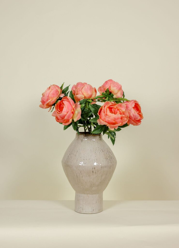 Zijden boeket Pioenen peach