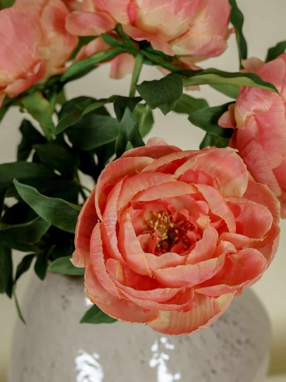 Zijden boeket Pioenen peach .