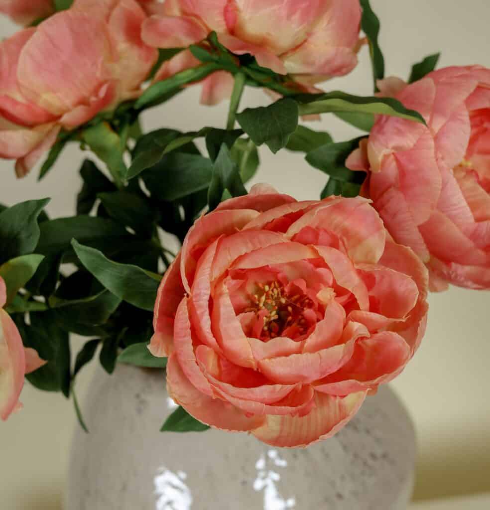 Zijden boeket Pioenen peach .