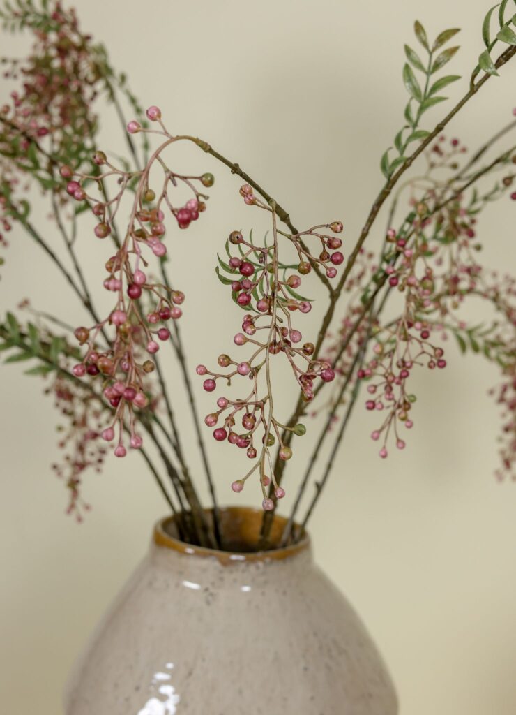 Zijden boeket Bessentak roze