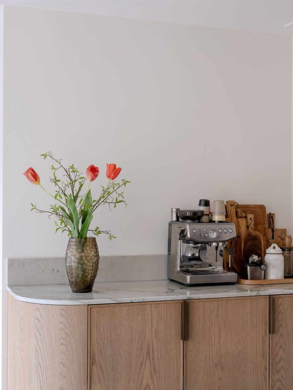 Kunst tulpenboeket oranje