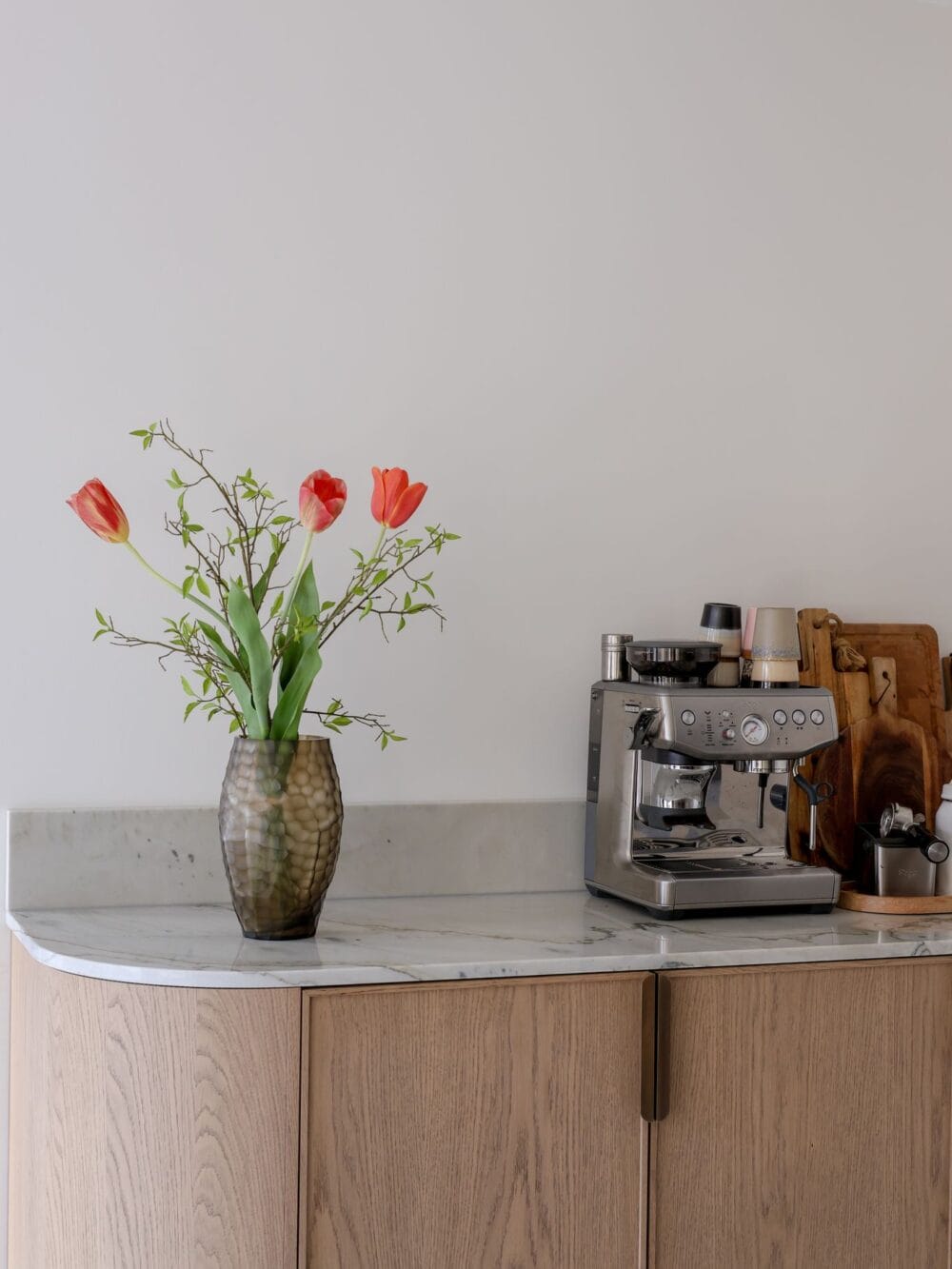 Kunst tulpenboeket oranje