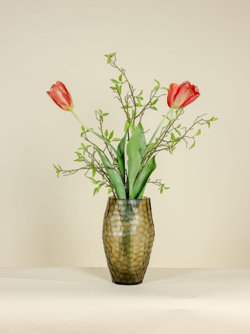 Kunst tulpenboeket oranje