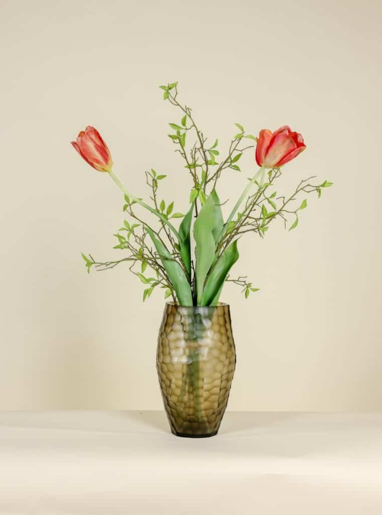 Kunst tulpenboeket oranje