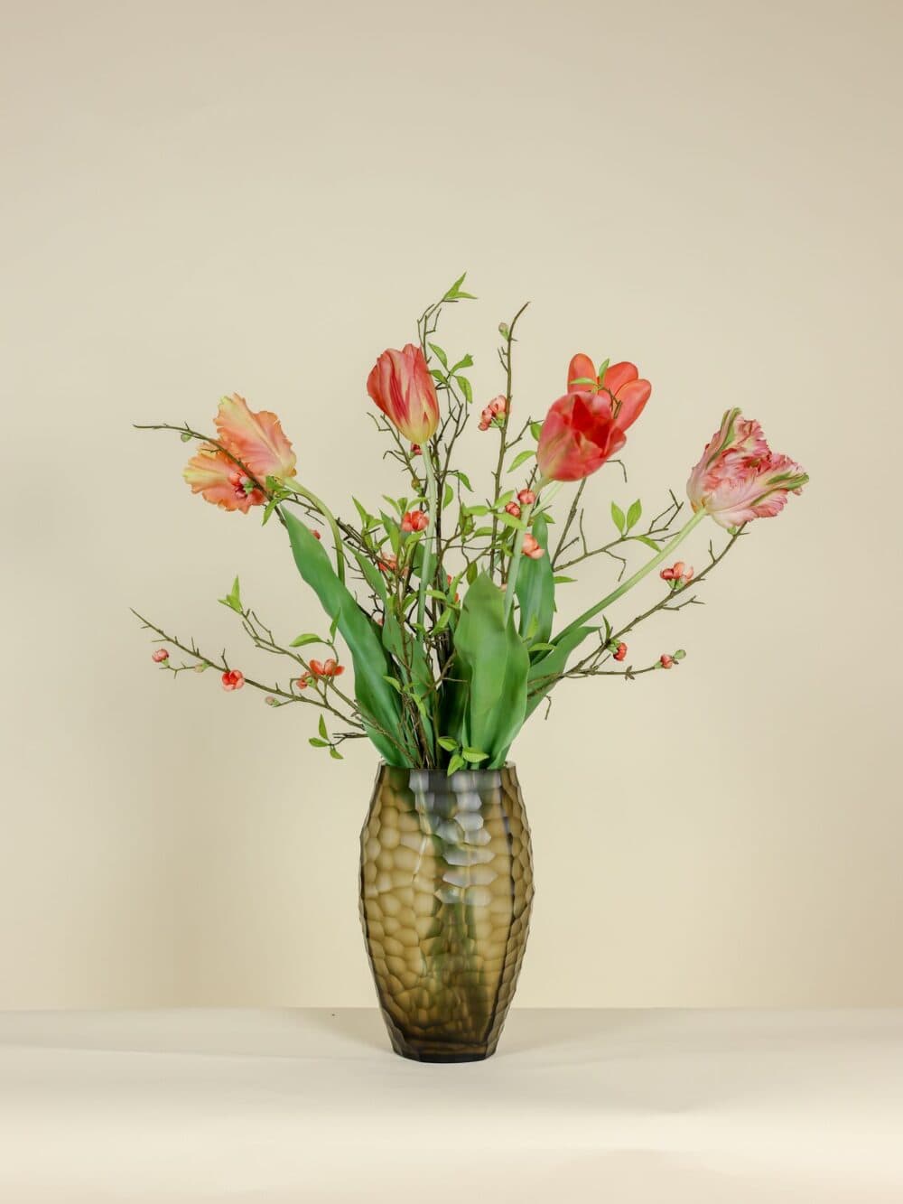 Kunst tulpenboeket oranje royaal