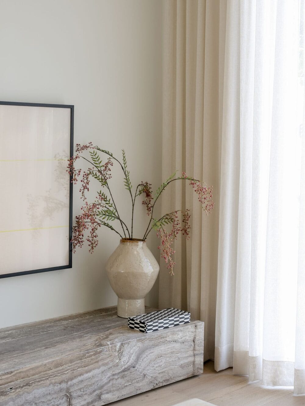 Zijden boeket Bessentak roze