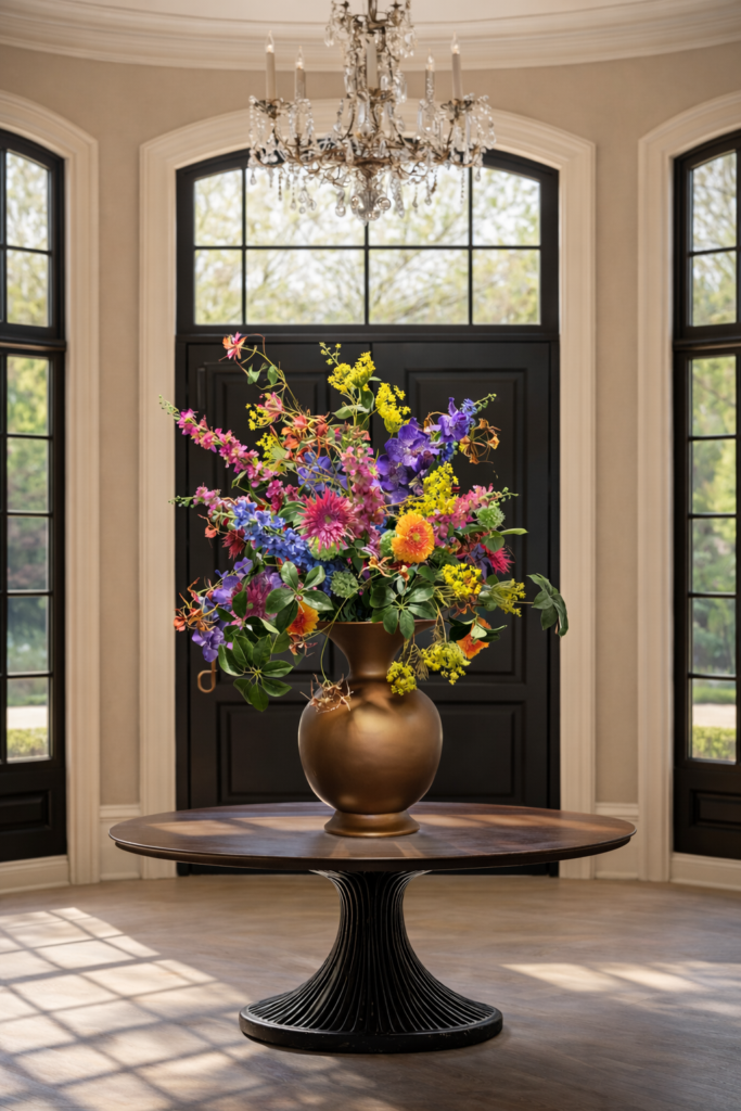 Groot Luxe Bloemstuk in Pot Brons Bont Bloemstuk