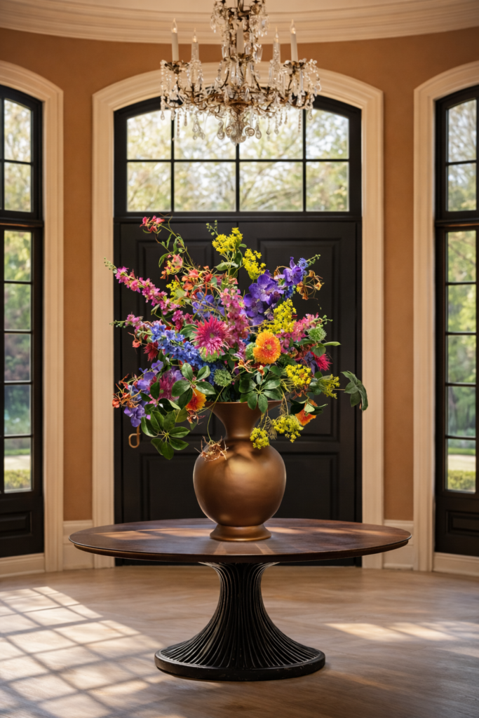 Groot Luxe Bloemstuk in Pot Brons Bont Bloemstuk