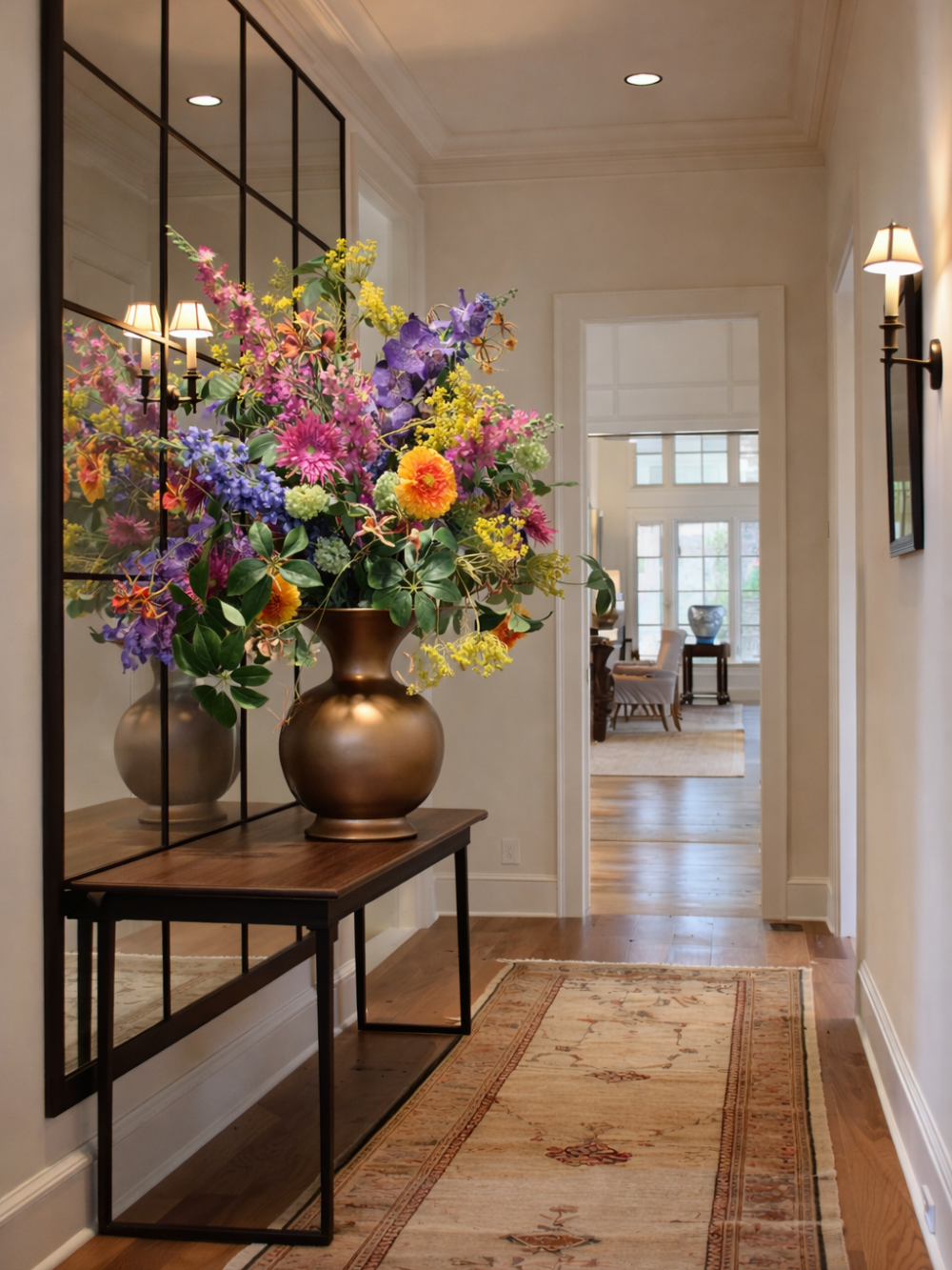 Groot Luxe Bloemstuk in Pot Brons Bont Bloemstuk