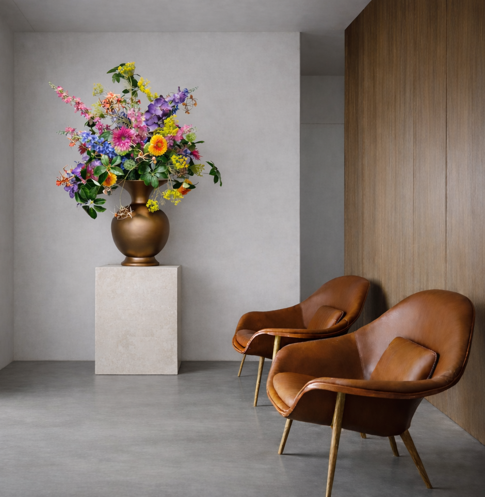 Groot Luxe Bloemstuk in Pot Brons Bont Bloemstuk