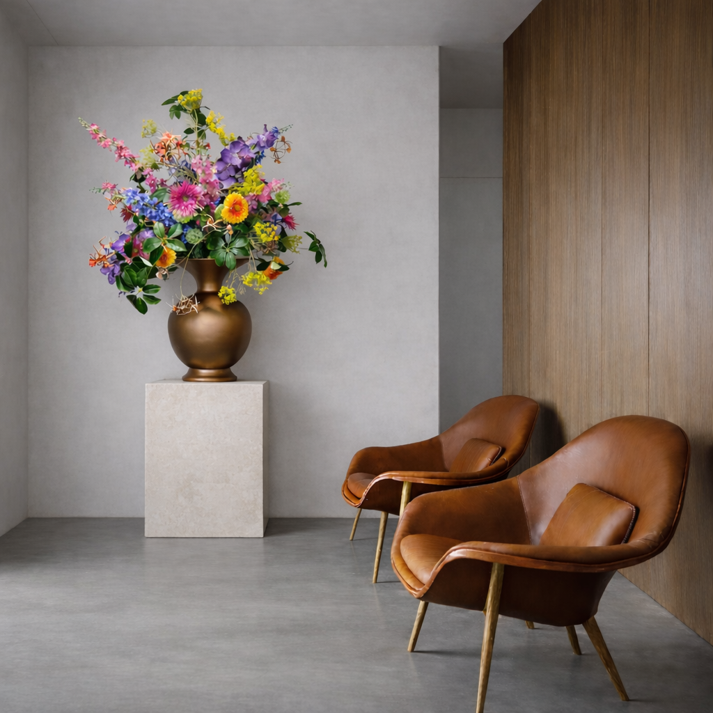 Groot Luxe Bloemstuk in Pot Brons Bont Bloemstuk