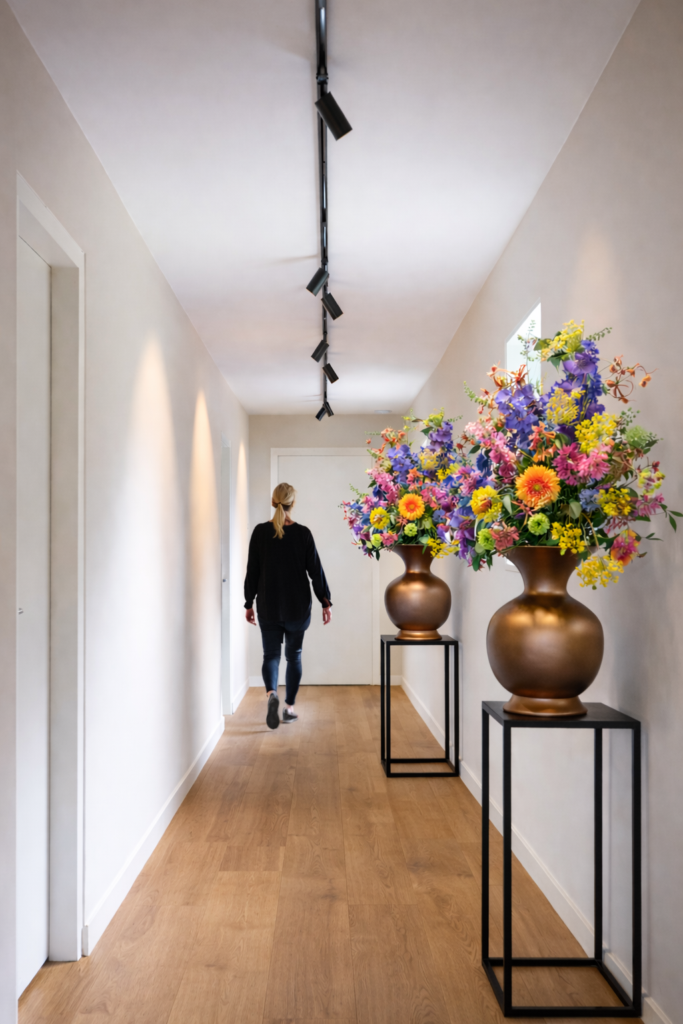 Groot Luxe Bloemstuk in Pot Brons Bont Bloemstuk