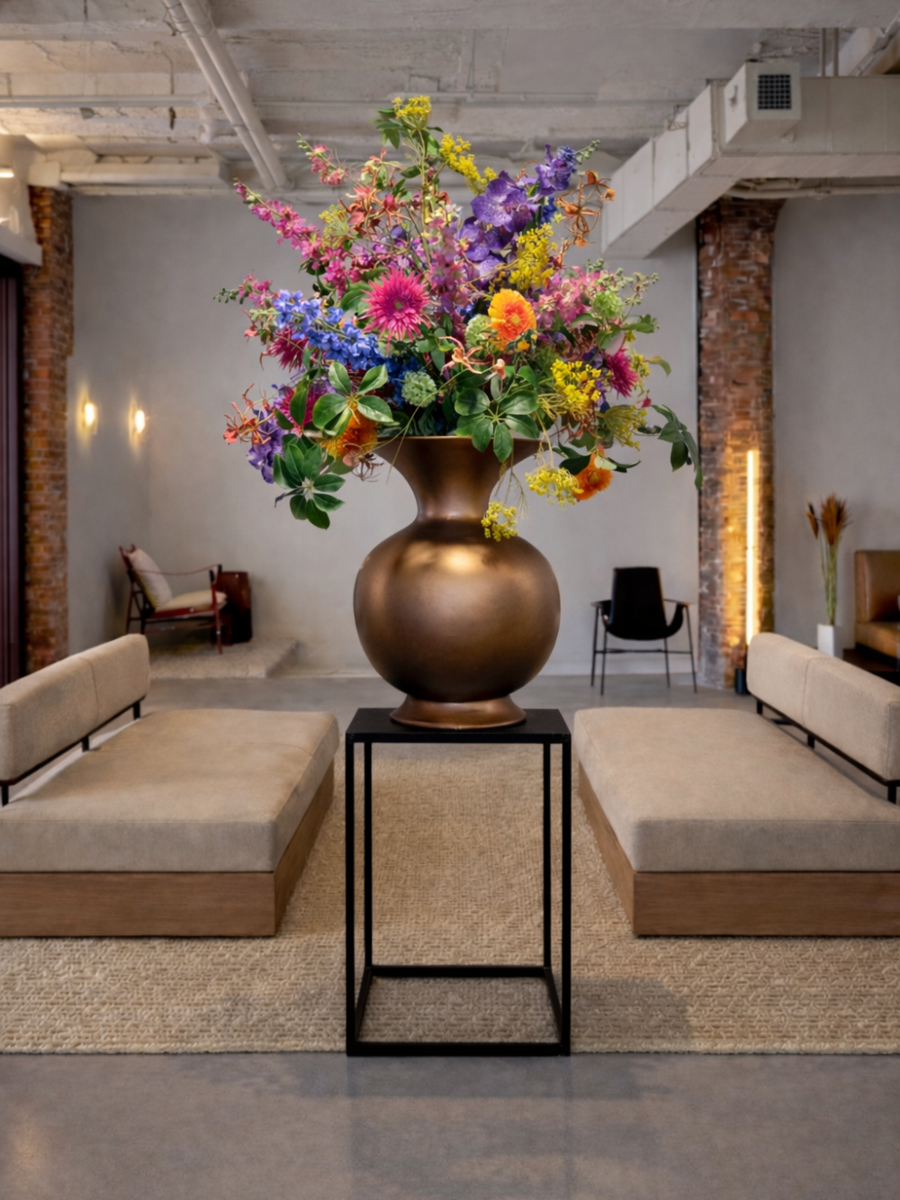 Groot Luxe Bloemstuk in Pot Brons Bont Bloemstuk