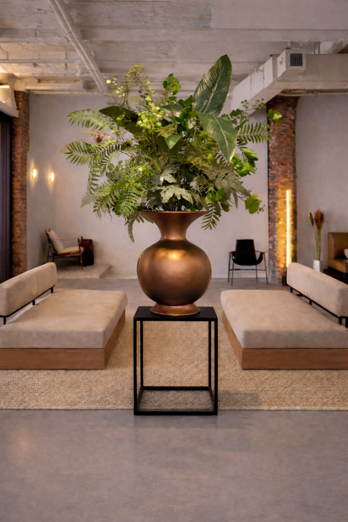 Groot Luxe Bloemstuk in Pot Brons Groen Bloemstuk