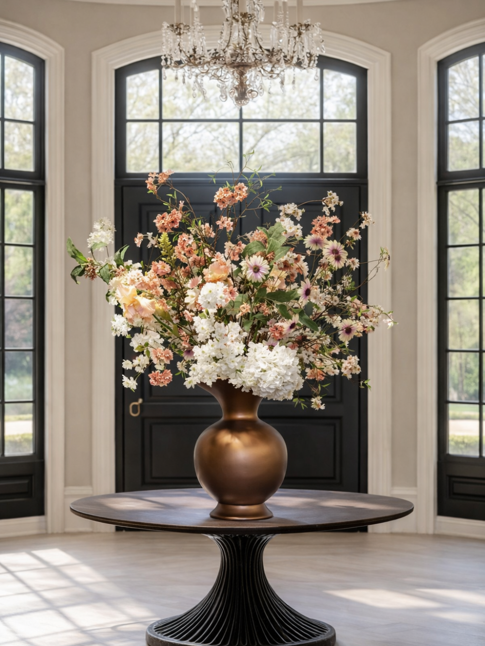 Groot Luxe Bloemstuk in Pot – Brons Pastel Bloemstuk