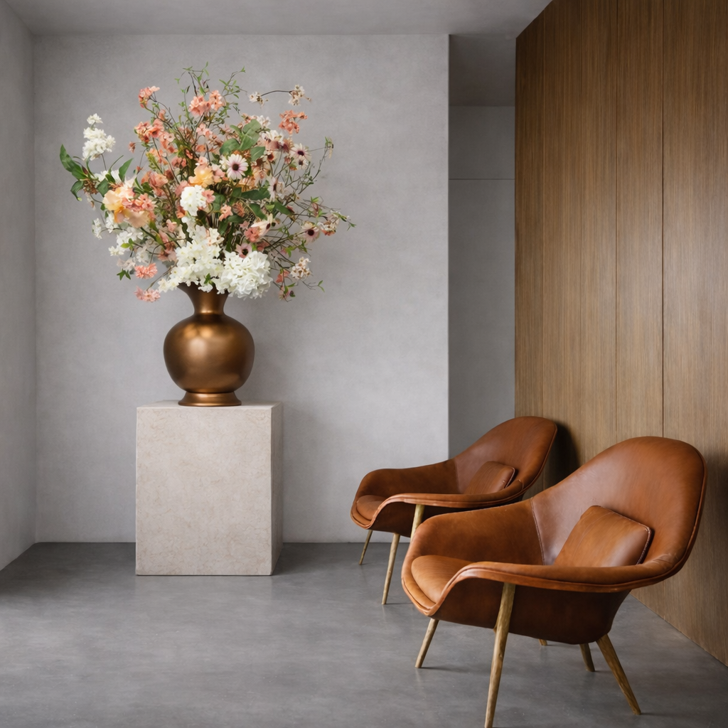 Groot Luxe Bloemstuk in Pot – Brons Pastel Bloemstuk