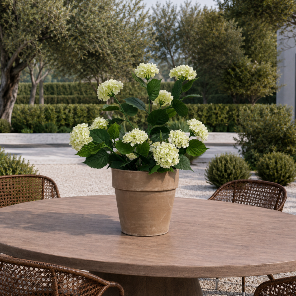 Kunstplanten buiten hortensia wit 90cm 1 stuk