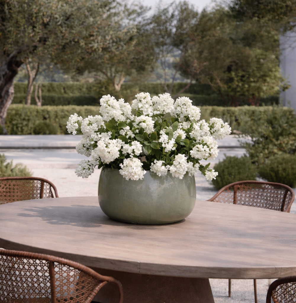 Witte kunstplant sering voor buiten in pot UV wit