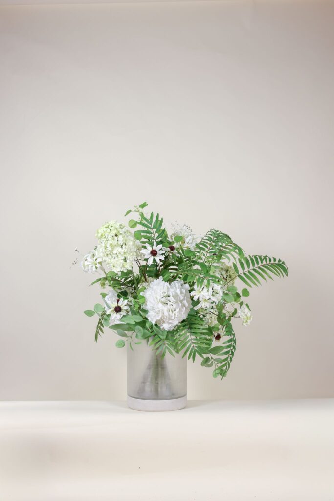 Groot luxe zijden boeket wit groen – Atelier Pure