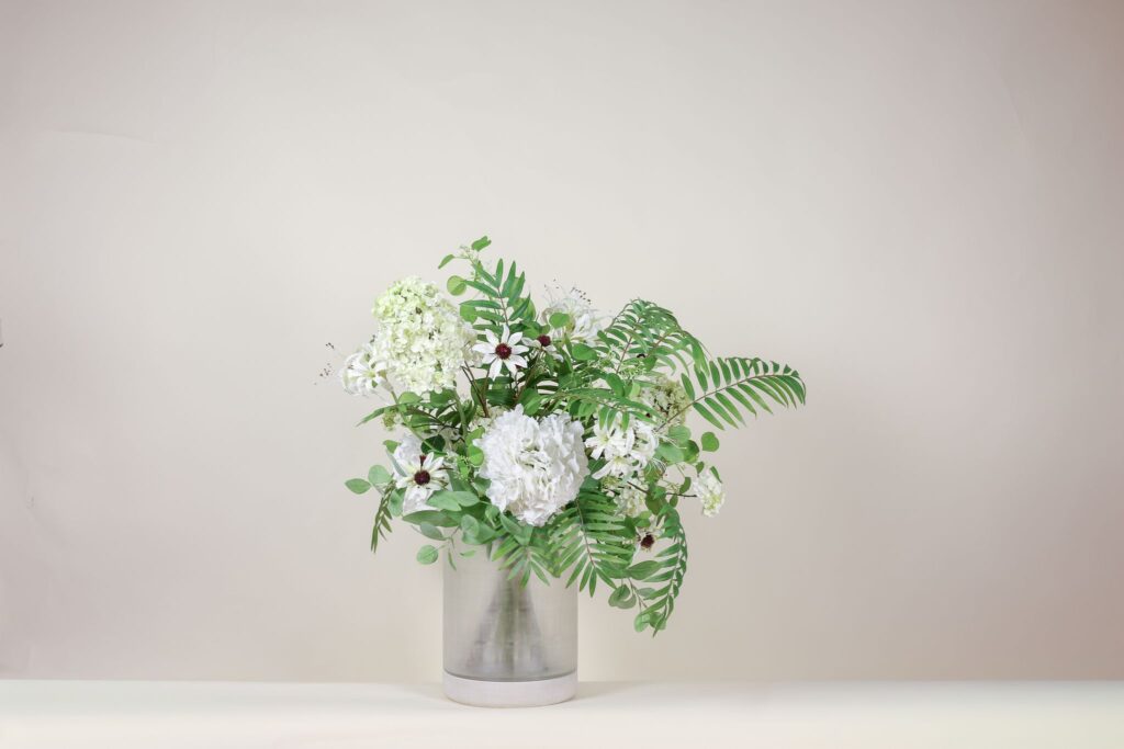 Groot luxe zijden boeket wit groen – Atelier Pure