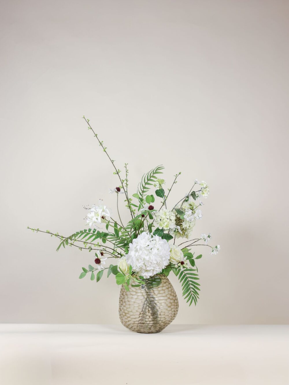 subtiel zijden boeket wit groen