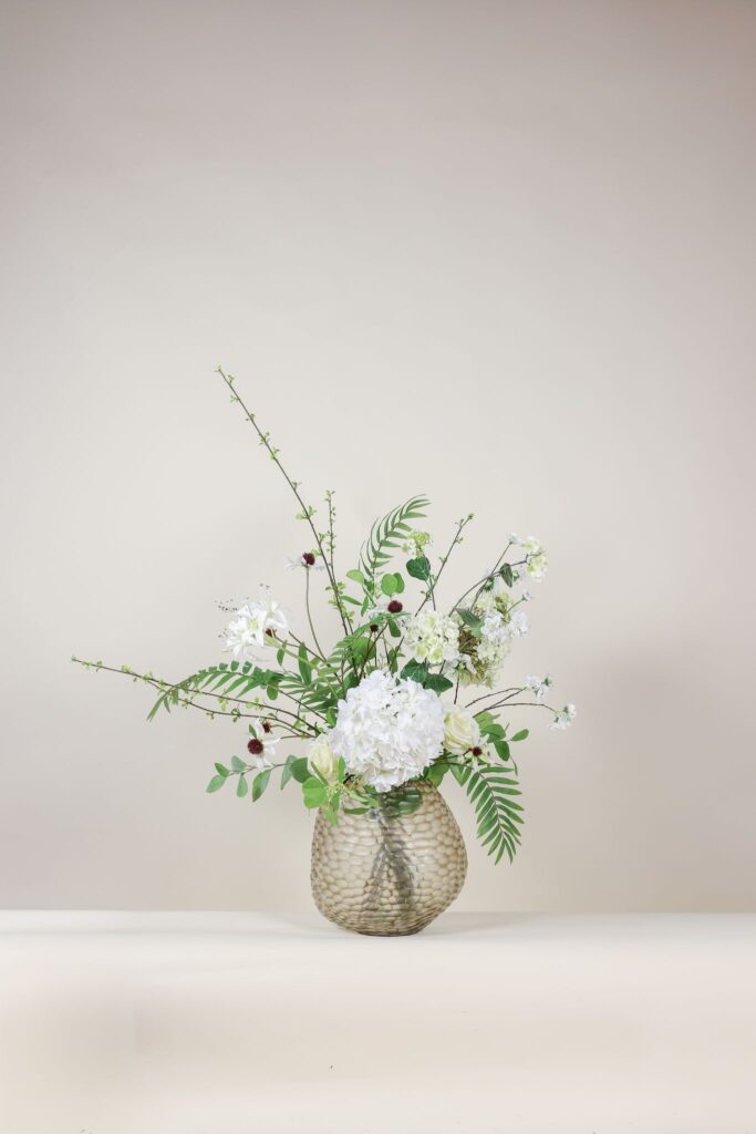 subtiel zijden boeket wit groen