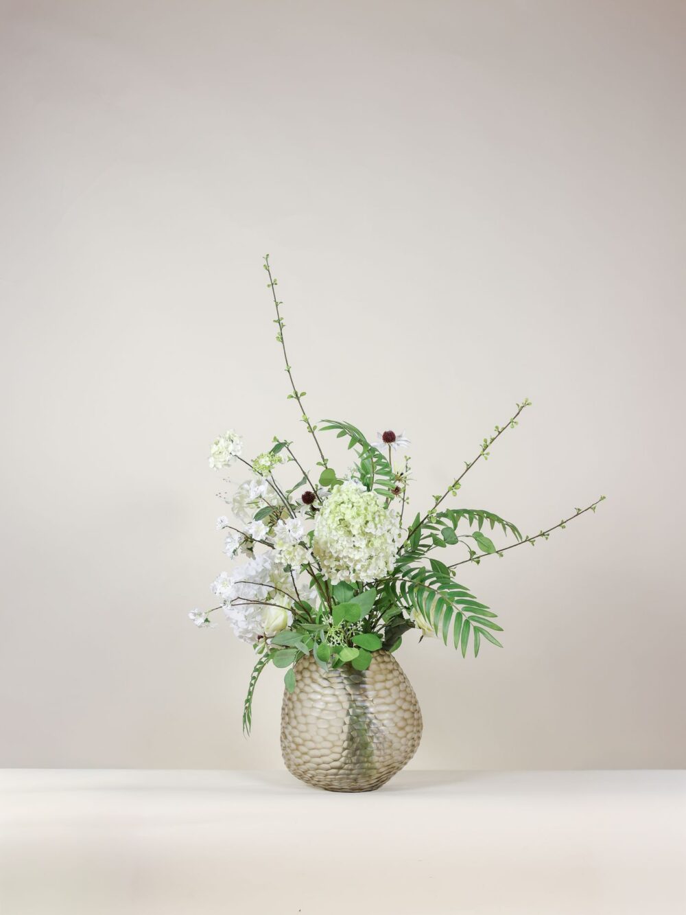 subtiel zijden boeket wit groen