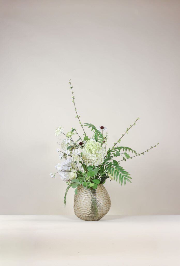 subtiel zijden boeket wit groen