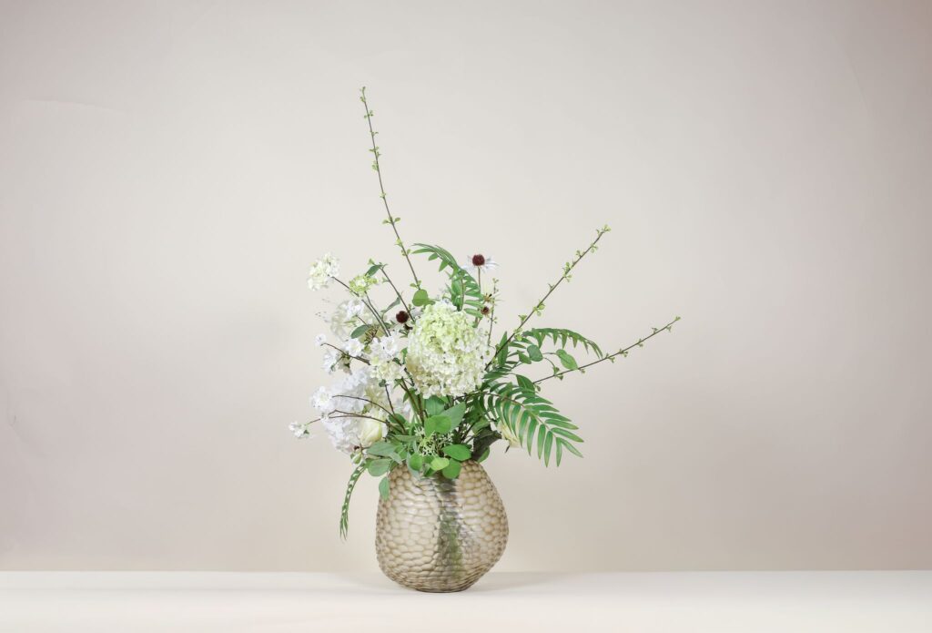 subtiel zijden boeket wit groen