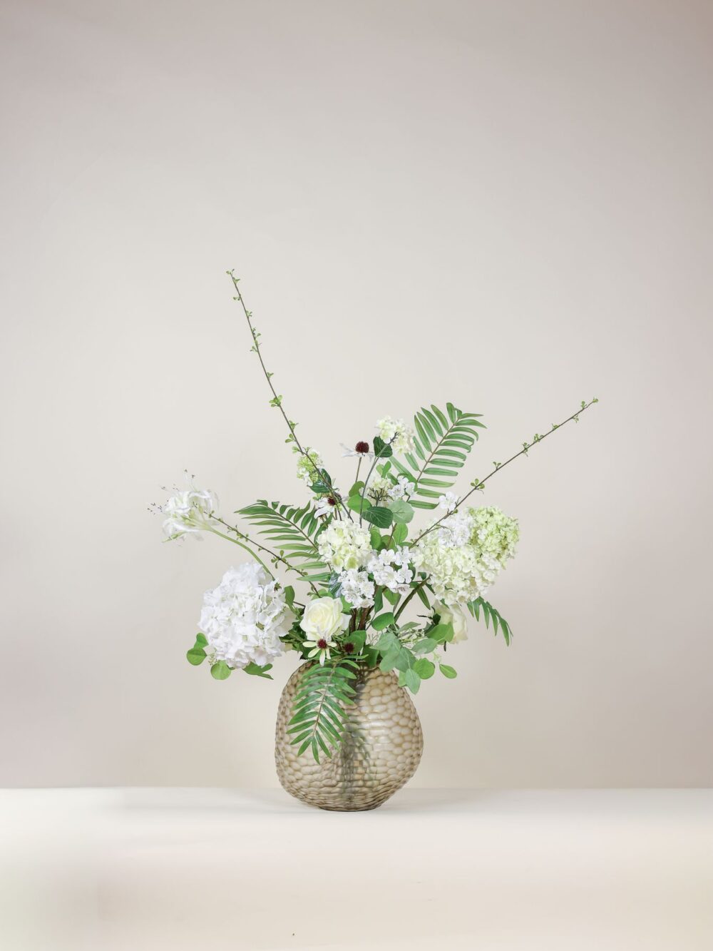 subtiel zijden boeket wit groen