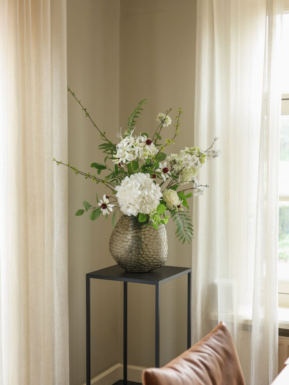 subtiel zijden boeket wit groen